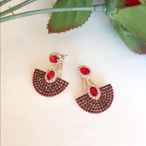 Gorgeous red and gold pierce back earrings